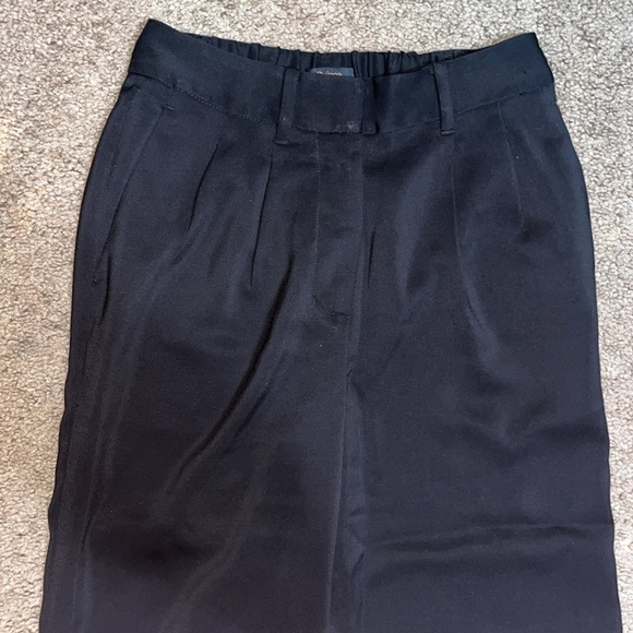 Quince Stretch Crepe Pleated Wide Leg Pants Trousers Black 2 - Picture 6 of 11
